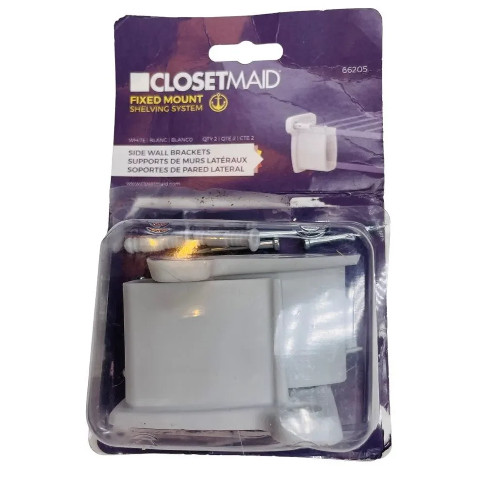 10/$25🦋 Set of 2 NIB Closemaid White Fixed Mounts Side Wall Brackets